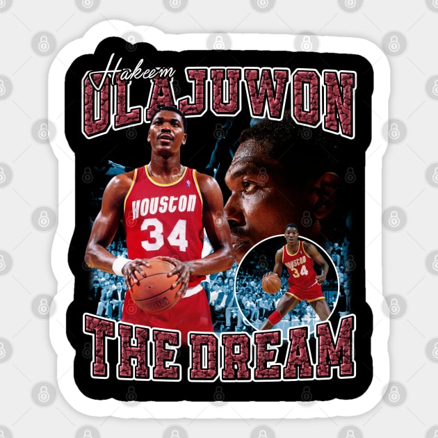 Hakeem Olajuwon The Dream Basketball Legend Signature Vintage Retro 80s 90s Bootleg Rap Style Sticker by CarDE